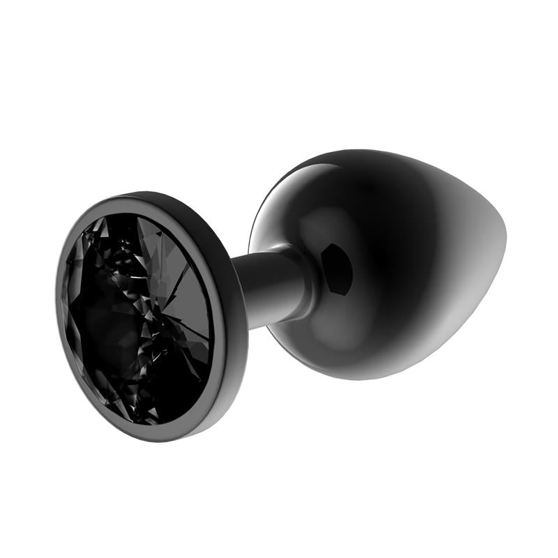 Blackgem - Plug anal metálico negro con joya negra (S,M ó L)